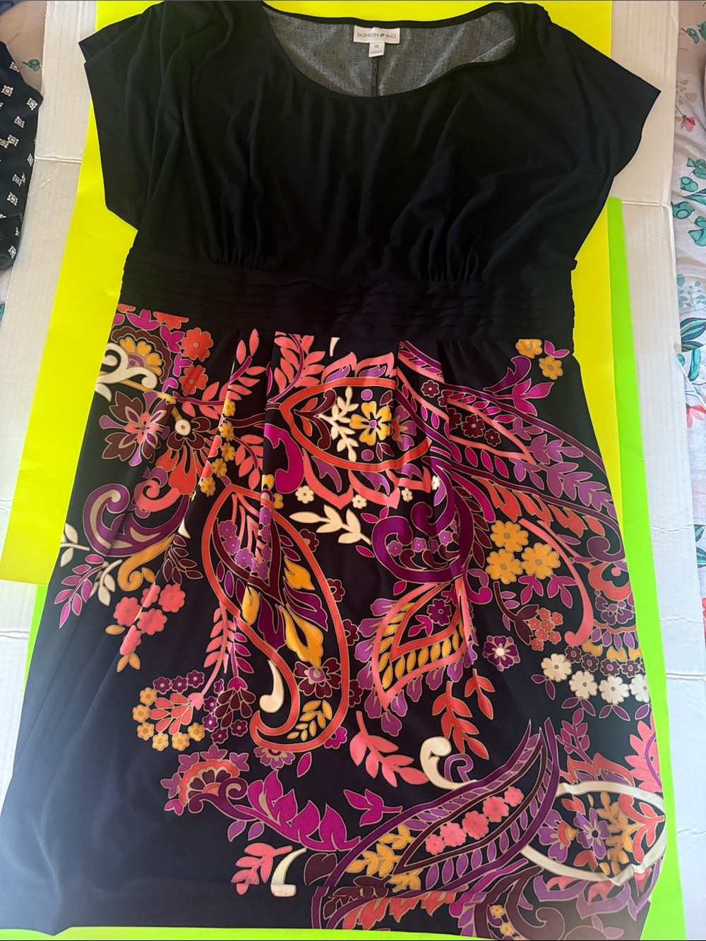 Fashion BugBlack Floral Paisley Empire-Waist Dress - Fashion Bug